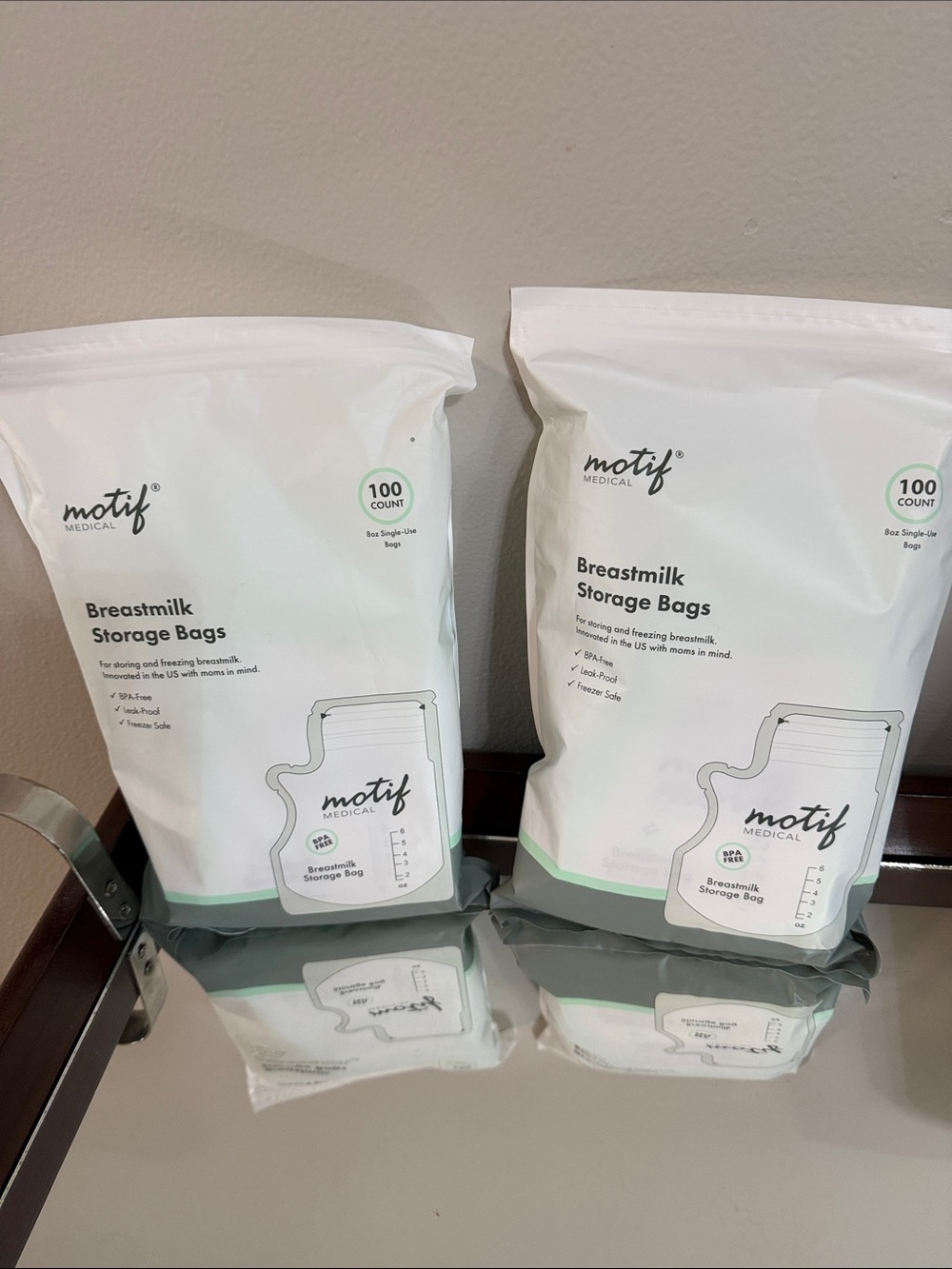 Motif Medical White Breastmilk Storage Bags - 100 Count - 2 pack